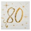 Image de Serviette élégante cocktail pour fête anniversaire 80ans blanche et dorée (x20) REF/6159