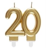 Image de Bougie dorée métallisée 20ans pour décoration gâteau d'anniversaire (x1) REF/6930