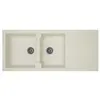 Image de STRADOUR Evier cuisine a encastrer 2 bacs + 1 egouttoir Aloa - Resine - 116 x 50 cm - Blanc