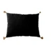 Image de - Coussin rectangulaire 4 pompons en jute - 70x50 cm - Noir - Panama