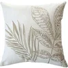 Image de Coussin déco Natura motifs feuilles Coton recyclé 40x40cm Ecru Naturel