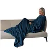 Image de Plaid polaire intégral avec manches et poche - Adulte 210x140cm - Bleu -
