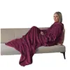 Image de Plaid polaire intégral avec manches et poche - Adulte 210x140cm - Prune -