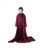 Image de Plaid intégral manches et poche - Enfant ou adulte jusqu'à 1.65m 160x120cm -Prune-