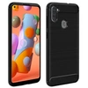 Image de Coque pour Samsung Galaxy A11 Protection Souple Carbone Métal Brossé Noir