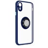 Image de Coque pour iPhone XR Bi-matière Bague Métallique Support Vidéo Bleu Nuit