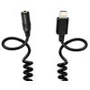 Image de Adaptateur iPhone vers Jack 3.5mm femelle Cable spirale 1 mètre Noir