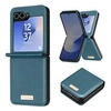 Image de Coque pour Samsung Galaxy Z Flip 6 Dos Cuir Vegan Intérieur Rigide Bleu canard