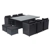 Image de Salon de jardin noir 10 personnes 10 pieces 115 x 115 cm polyethylene