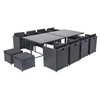 Image de Salon de jardin polyethylene noir 12 pieces 235.0 x 115 x 73 12 personnes