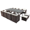 Image de Table et chaises 12 places encastrables résine marron-blanc MIAMI