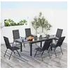 Image de Salon de jardin gris 7 pieces aluminium 160.0 x 100.0 x 75.0 cm 6 personnes