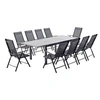 Image de Table de jardin et 10 chaises en aluminium gris RAVENNE