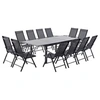 Image de Table de jardin et 12 chaises en aluminium gris RAVENNE