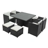 Image de Salon de jardin polyethylene gris 8 pieces 115.0 x 115 cm 8 personnes
