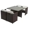 Image de Table et chaises 4 places encastrables résine marron-blanc MIAMI