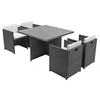 Image de Table et chaises 4 places encastrables en résine gris-blanc MIAMI
