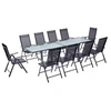Image de Table de jardin extensible 10 fauteuils en alu et toile PVC BRESCIA
