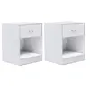 Image de Lot de 2 tables de chevet OLGA 1 tiroir avec niche bois blanc