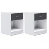 Image de Lot de 2 tables de chevet OLGA 1 tiroir avec niche bois blanc et tiroir gris