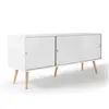 Image de Buffet bas scandinave 135 cm EFFIE 3 portes bois blanc