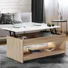 Image de Table de salon avec plateau relevable imitation hêtre plateau blanc