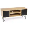 Image de Meuble TV 113 cm vintage NOEMI pied épingle bois portes noires