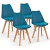 Image de Lot de 4 chaise de bureau interieur non empilable non pliable en bois H. 80 cm bleu