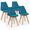Image de Lot de 4 chaises scandinaves bleu canard