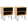 Image de Lot de 2 tables de chevet NOEMI 1 tiroir avec niche bois pied épingle