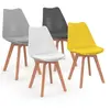 Image de Lot de 4 chaise de bureau en bois non empilable non pliable H. 79.5 cm interieur gris