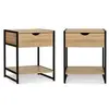 Image de Lot de 2 tables de chevet DETROIT 1 tiroir avec tablette bois et métal noir design industriel