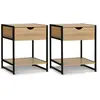 Image de Lot de 2 tables de chevet bois et métal noir