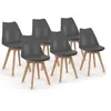 Image de Lot de 6 chaise de bureau en bois non empilable non pliable interieur H. 80 cm gris
