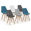 Image de Lot de 6 chaise de bureau interieur non empilable non pliable en bois H. 80 cm bleu