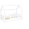 Image de Lit cabane 80x160 en bois barriere sommier blanc