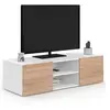Image de Meuble TV 113 cm ELI blanc portes façon hêtre
