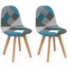 Image de Lot de 2 chaise de bureau H. 80 cm non empilable non pliable en bois interieur bleu