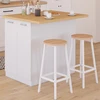 Image de Îlot de cuisine blanc et plateau façon hêtre 100 cm