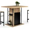 Image de Ilot central UGO 110 cm bois noir et imitation hêtre avec rangements design industriel