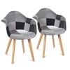 Image de Lot de 2 chaises de salle à manger scandinaves, fauteuils de table SARA motifs patchworks noirs, gris et blancs