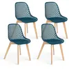 Image de Lot de 4 chaise de bureau en bois non empilable non pliable H. 86 cm interieur bleu