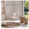 Image de Fauteuil suspendu bohème 2 coussins écru design macramé
