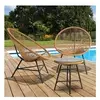 Image de Salon de jardin IZMIR table et 2 fauteuils oeuf cordage effet rotin