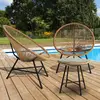Image de Salon de jardin fil plastique effet rotin