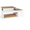 Image de Table basse plateau relevable rectangulaire ELEA avec coffre bois blanc et façon hêtre