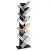 Image de Etagère bibliothèque à livres TEA forme d'arbre 10 niveaux bois noir et étagères façon hêtre
