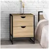 Image de Lot de 2 tables de chevet DETROIT 2 tiroirs bois et métal noir design industriel