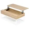 Image de Table basse plateau relevable rectangulaire DETROIT bois et métal blanc design industriel