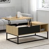 Image de Table basse industrielle avec rangement et plateau relevable noir